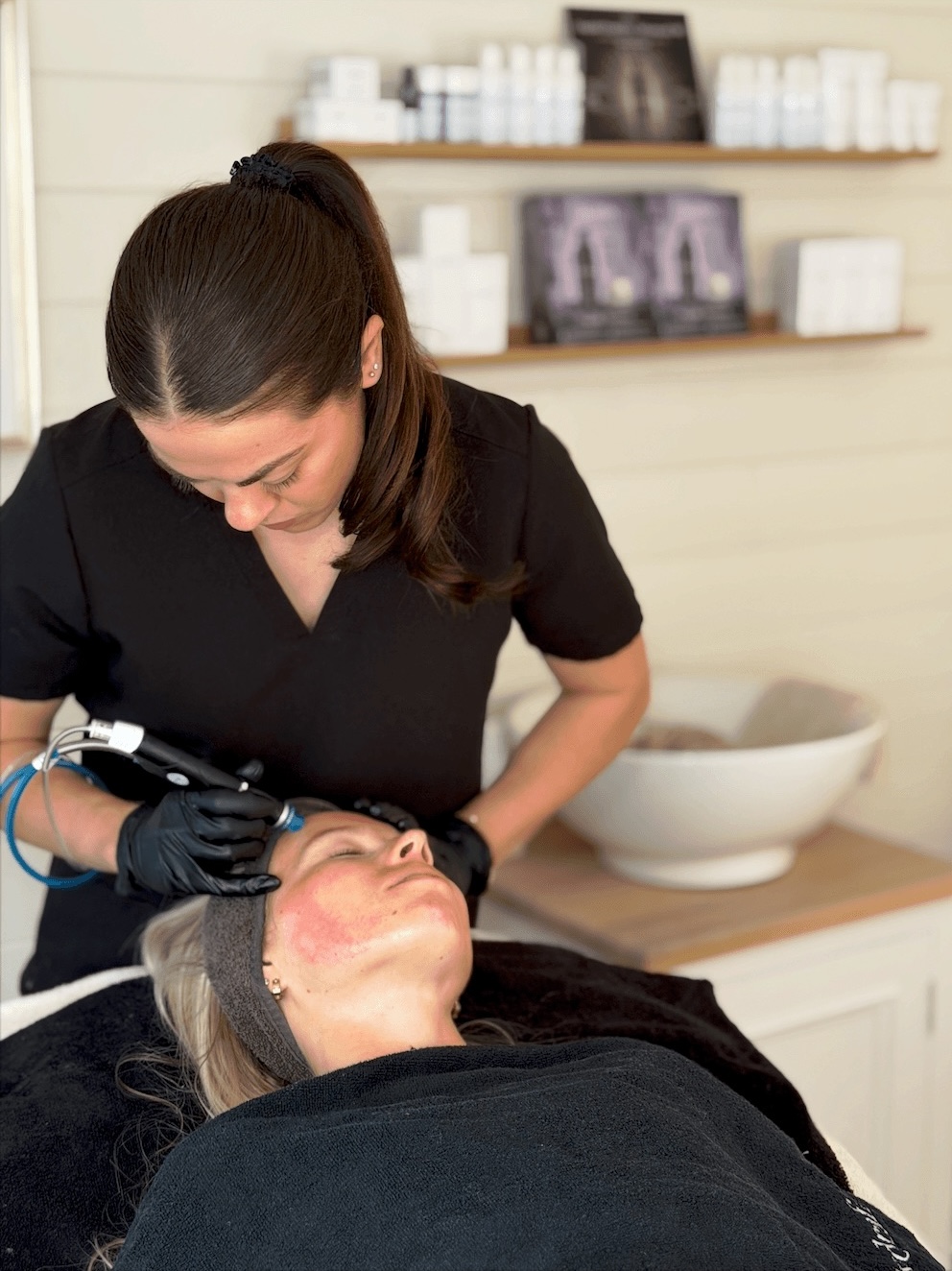 Hydrafacial treatment being performed at Adorabella